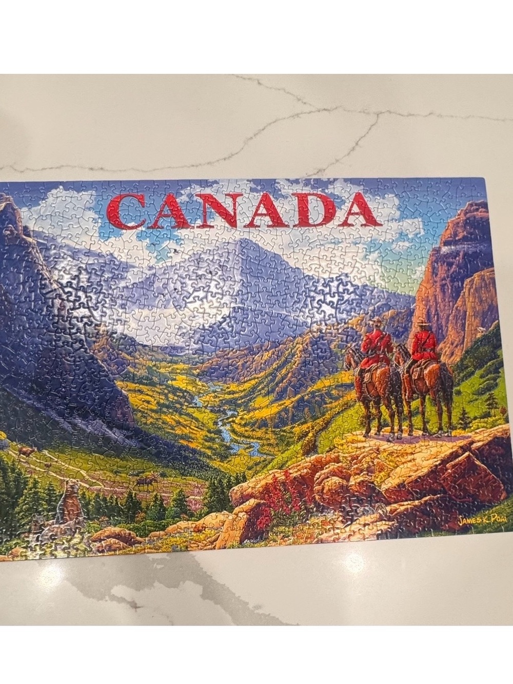 Canada Scenic Jigsaw Puzzle - Multicolor Landscape with Red Accents